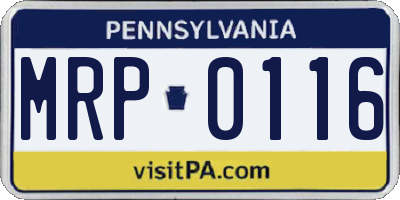 PA license plate MRP0116