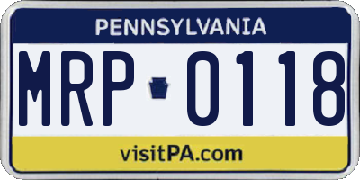 PA license plate MRP0118