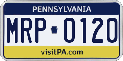 PA license plate MRP0120