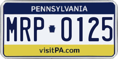 PA license plate MRP0125