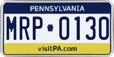 PA license plate MRP0130