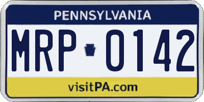 PA license plate MRP0142