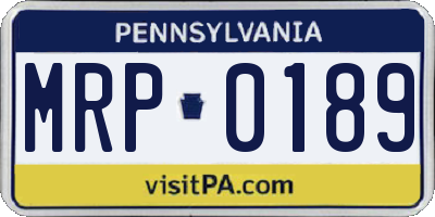 PA license plate MRP0189