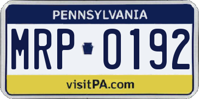 PA license plate MRP0192