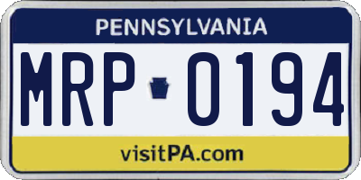 PA license plate MRP0194