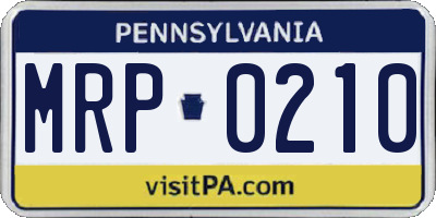 PA license plate MRP0210