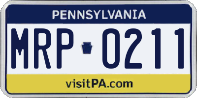PA license plate MRP0211