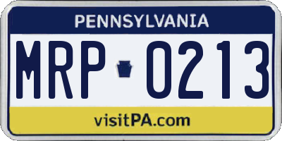 PA license plate MRP0213