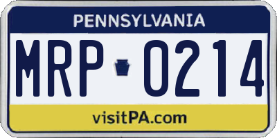 PA license plate MRP0214