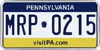 PA license plate MRP0215