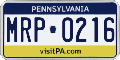 PA license plate MRP0216