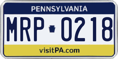 PA license plate MRP0218