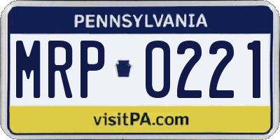 PA license plate MRP0221