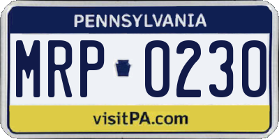 PA license plate MRP0230