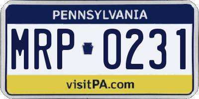 PA license plate MRP0231