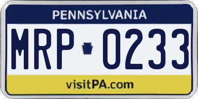 PA license plate MRP0233