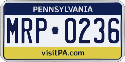 PA license plate MRP0236