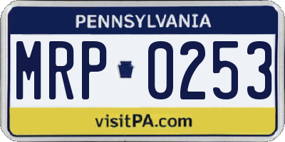 PA license plate MRP0253