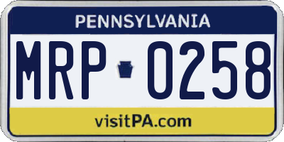PA license plate MRP0258