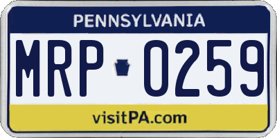 PA license plate MRP0259