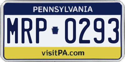 PA license plate MRP0293