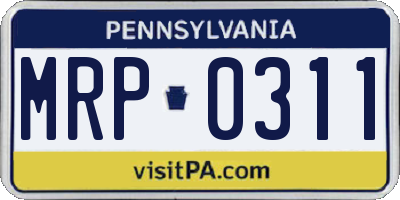 PA license plate MRP0311