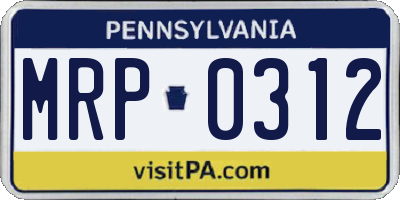 PA license plate MRP0312