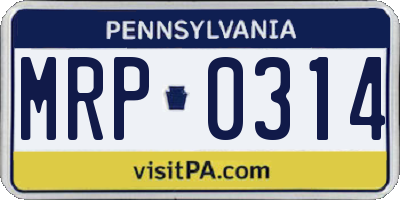 PA license plate MRP0314