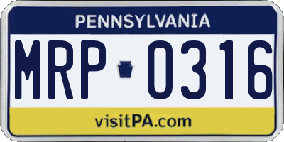 PA license plate MRP0316