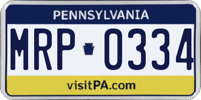PA license plate MRP0334