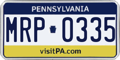 PA license plate MRP0335
