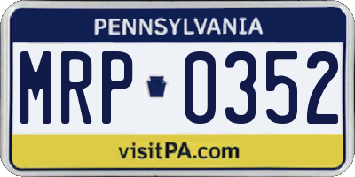 PA license plate MRP0352
