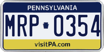 PA license plate MRP0354