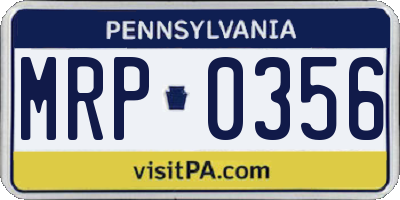 PA license plate MRP0356