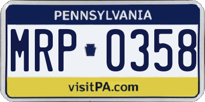 PA license plate MRP0358