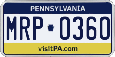 PA license plate MRP0360