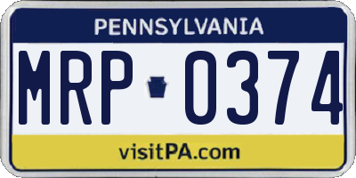 PA license plate MRP0374