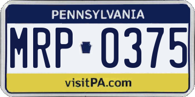 PA license plate MRP0375
