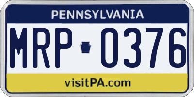 PA license plate MRP0376
