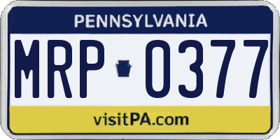 PA license plate MRP0377