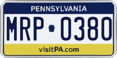 PA license plate MRP0380