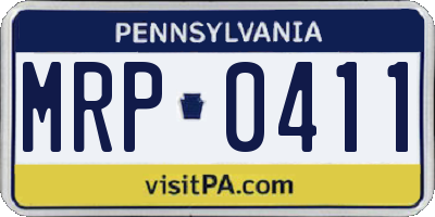 PA license plate MRP0411