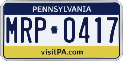 PA license plate MRP0417