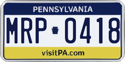 PA license plate MRP0418