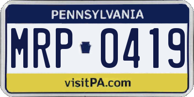 PA license plate MRP0419