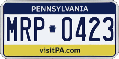 PA license plate MRP0423