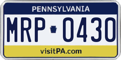 PA license plate MRP0430