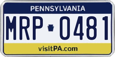 PA license plate MRP0481