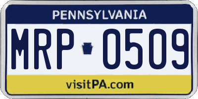 PA license plate MRP0509