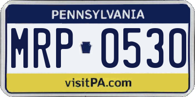 PA license plate MRP0530